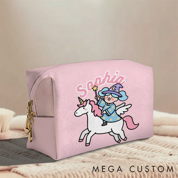 Personalized Magical Girl Toiletry Bag Custom Name for Kids Travel Gifts and Daily Use