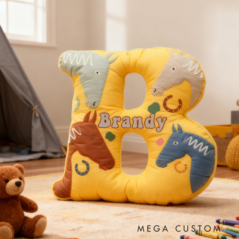 Personalized Riding Equestrian Horse Pillow Floral Horse Custom Name Festive Flower Decor with French Countryside Gifts for Family Graphic 3D Print Riding Lovers