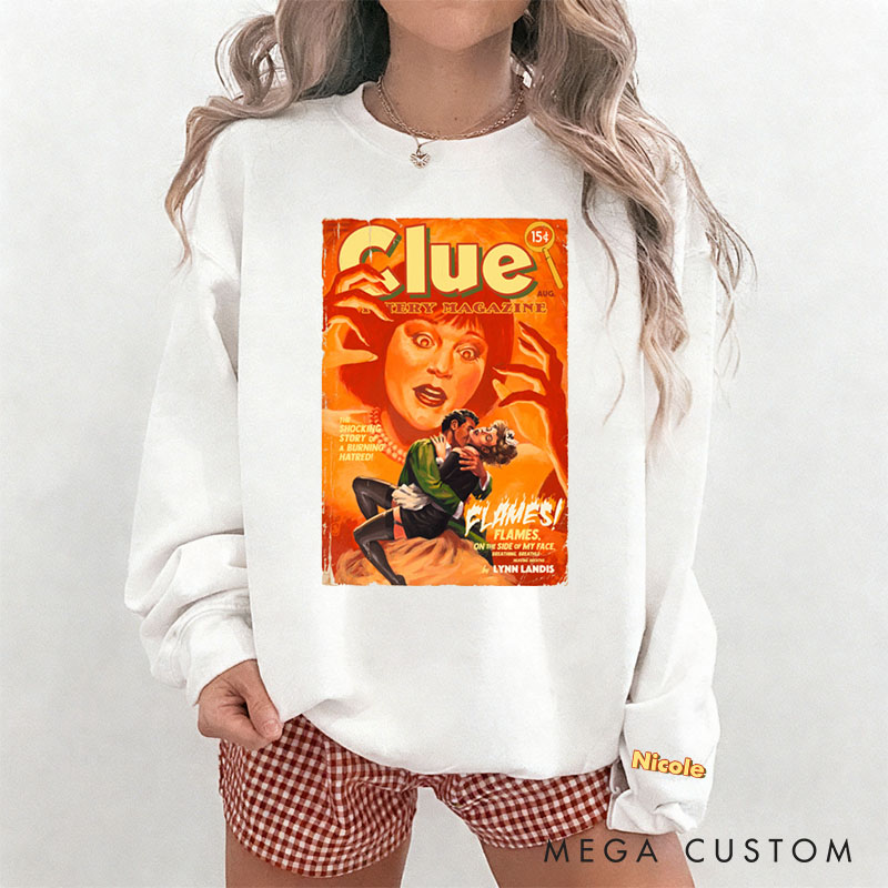 Personalized Girlfriend Wife Retro Flames Sweatshirt with Name Custom Couple Matching Valentine's Day Sweatshirt for Her Him Anniversary Gift