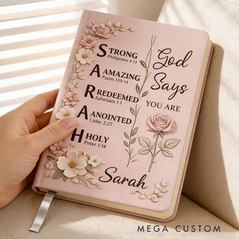 Personalized Christian Name Journal With Bible Verses, Custom Scripture Gift for Women