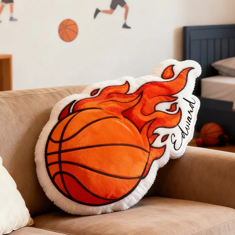 Personalized Basketball Fire Pillow with Custom Name for Kids and Basketball Enthusiasts Christmas Gifts