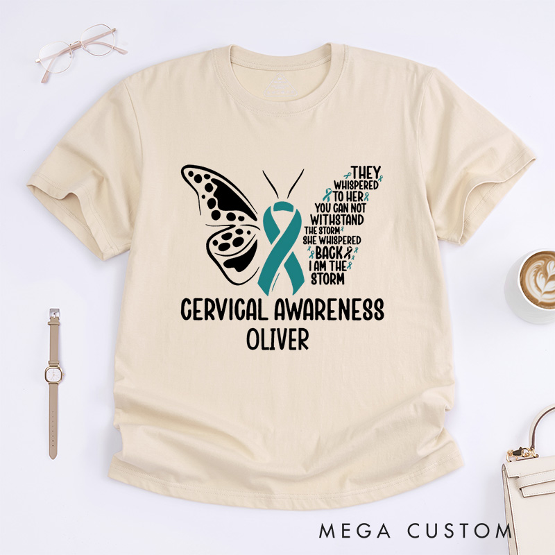 Personalized Cervical Awareness T-Shirt Cancer Awareness Month Gift Cancer Survivor Gift