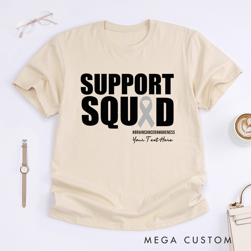 Personalized Support Squad Brain Cancer T-Shirt Brain Tumor Awareness Gift
