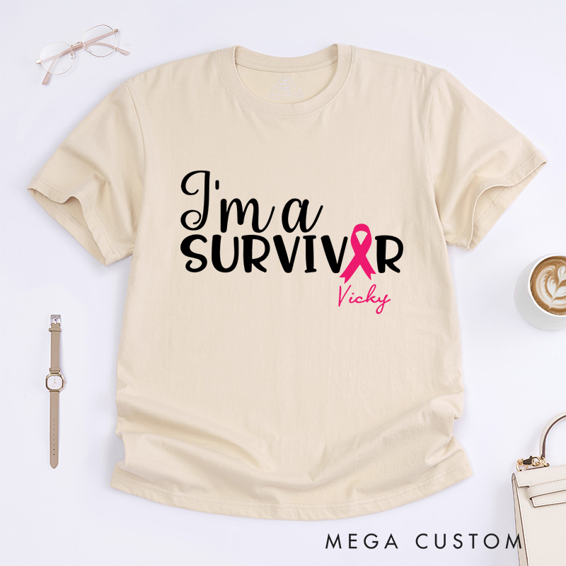 Personalized I Am A Survivor T-Shirt Breast Cancer Gift Cancer Survivor Gift