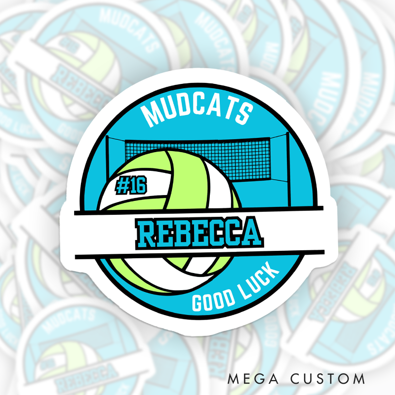 Personalized Good Lucy Volleyball Sticker with Custom Team Name, Player Name and Number for Game Day
