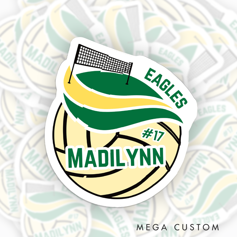 Personalized Volleyball Sticker with Custom Team Name, Player's Name and Number