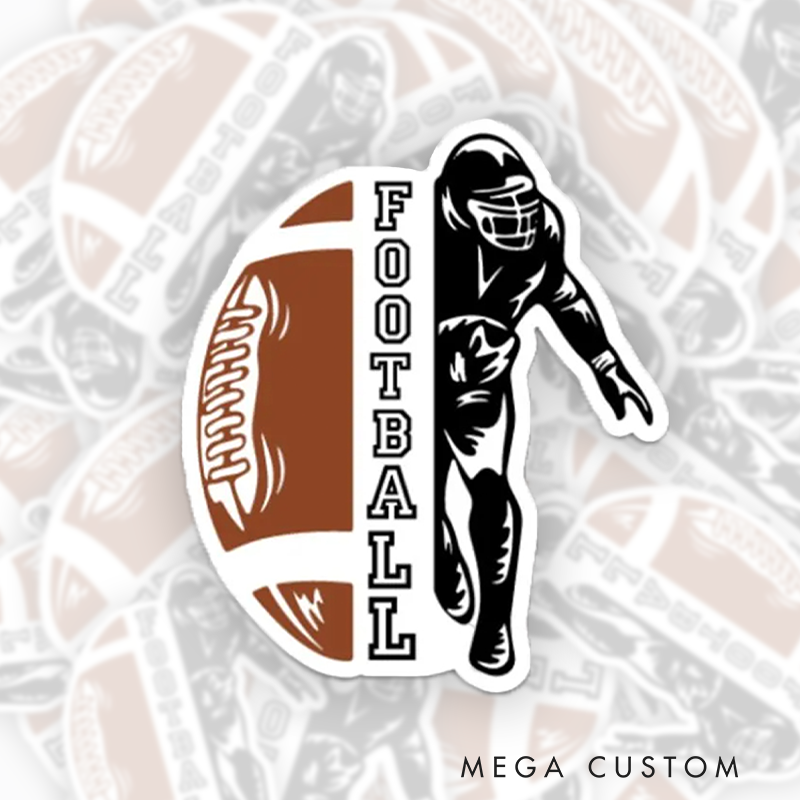 Personalized American Football Team Sticker with Custom Player Name for Water Bottle Decal