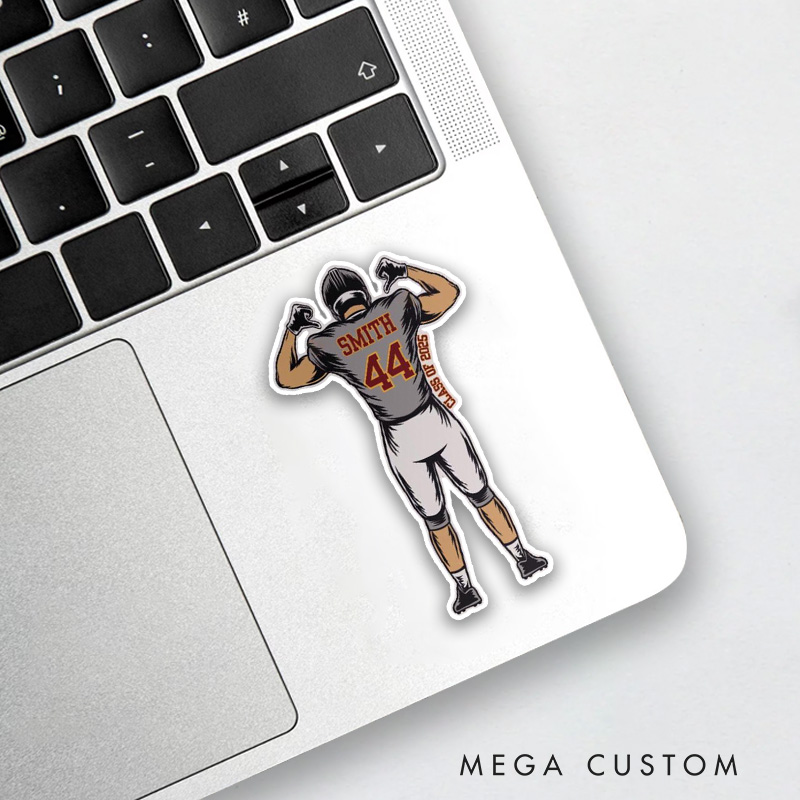 Personalized American Football Sticker with Custom Player Name, Nmuber and Text
