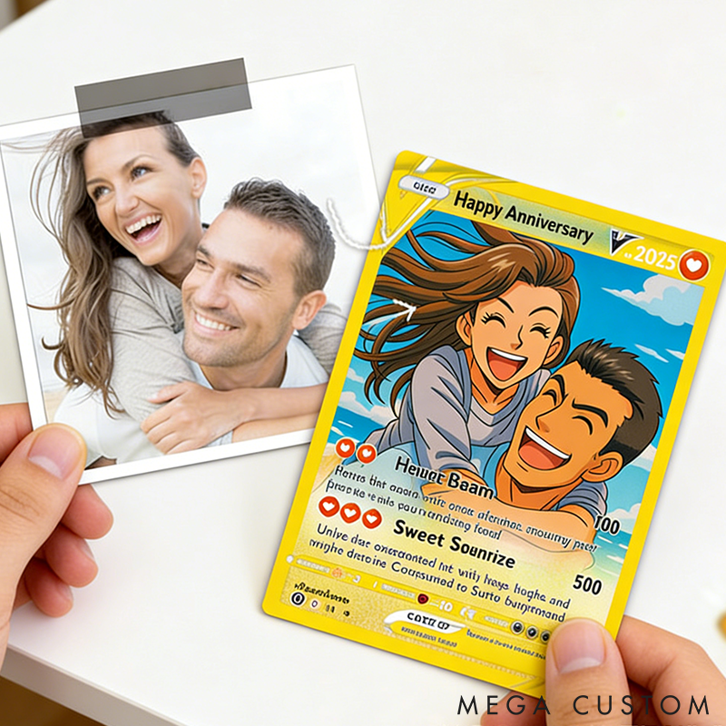 Personalized Couple Photo Anniversary Card Custom Name and Text Valentines Day Card Wedding Married Card for Him Her Gift for Boyfriend Husband