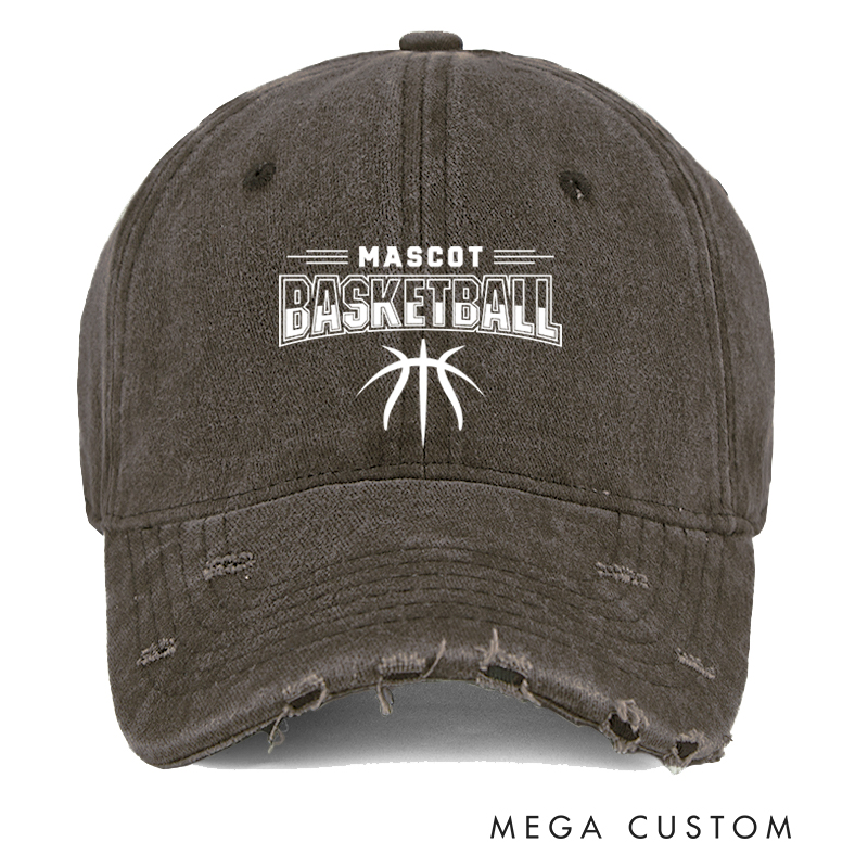 Personalized Mascot Basketball Distressed Cap with Custom Team Design