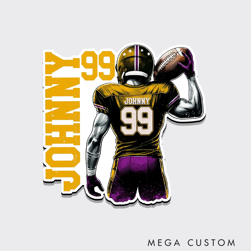 Personalized American Football Fridge Magnets with Custom Name and Number for Football Team Gift 