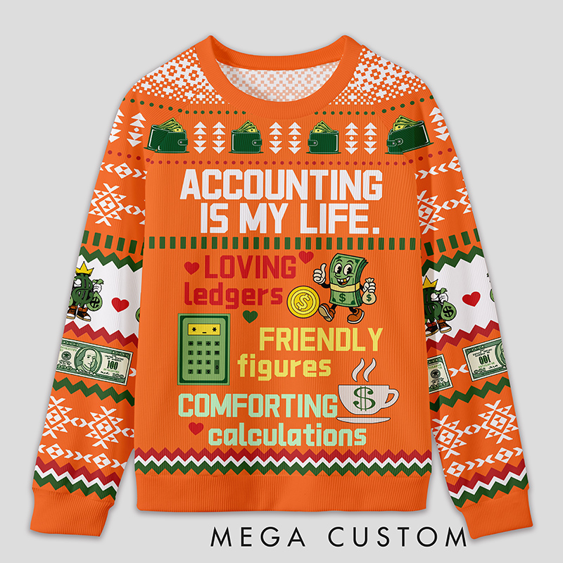 Personalized Accounting Humor Funny Ugly Sweater Office Holiday Party Gift for Finance Pros