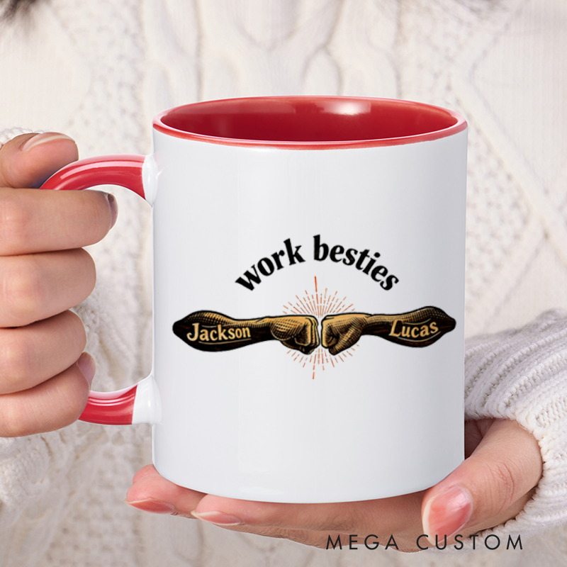 Personalized Farewell Mug with Work Besties Design Heartfelt Gift for Coworkers