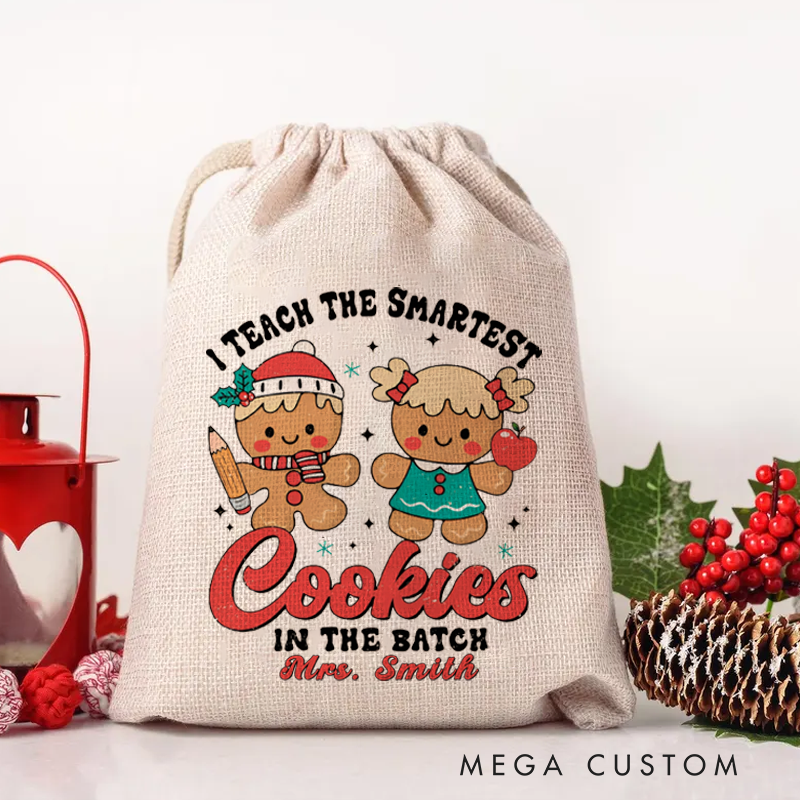 Personalised Christmas Santa Sack for Teachers Custom I Teach the Smartest Cookies in the Batch Design Sack Christmas Gift