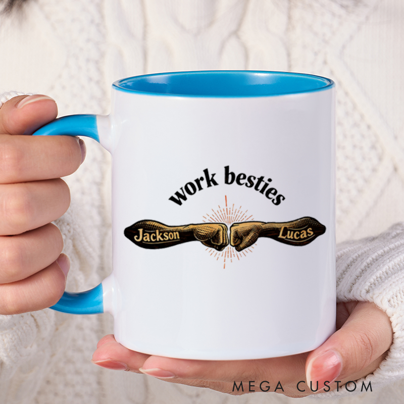 Personalized Farewell Mug with Work Besties Design Heartfelt Gift for Coworkers