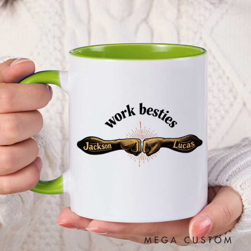 Personalized Farewell Mug with Work Besties Design Heartfelt Gift for Coworkers