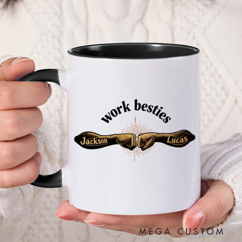 Personalized Farewell Mug with Work Besties Design Heartfelt Gift for Coworkers