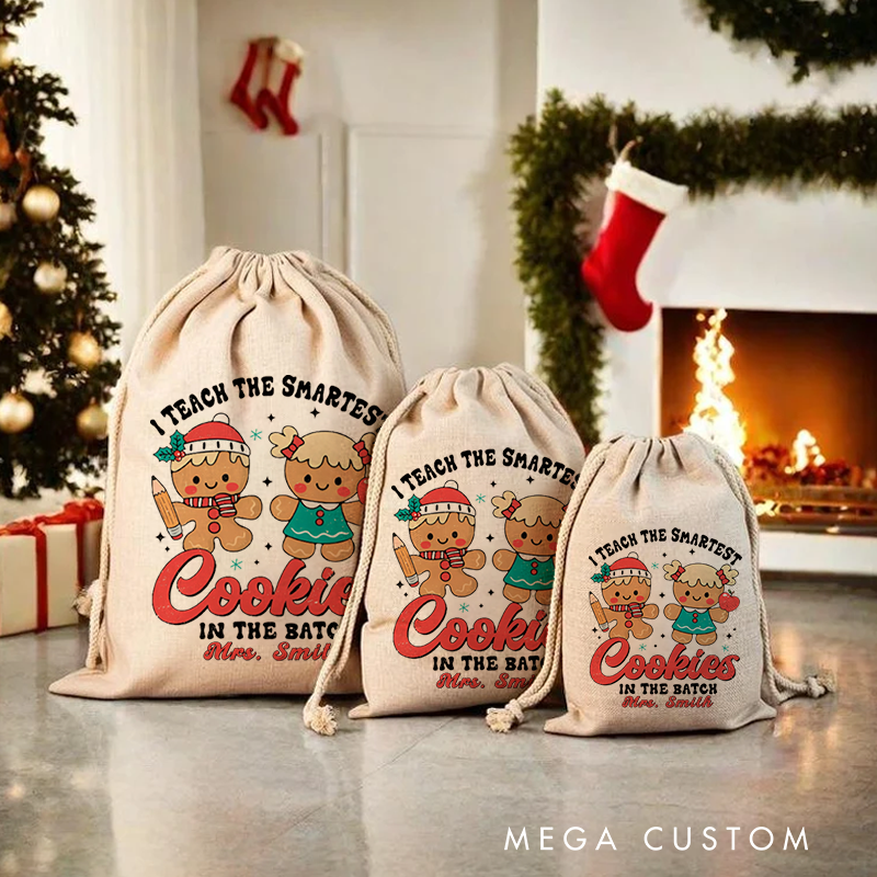 Personalised Christmas Santa Sack for Teachers Custom I Teach the Smartest Cookies in the Batch Design Sack Christmas Gift