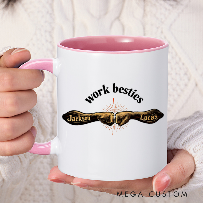 Personalized Farewell Mug with Work Besties Design Heartfelt Gift for Coworkers