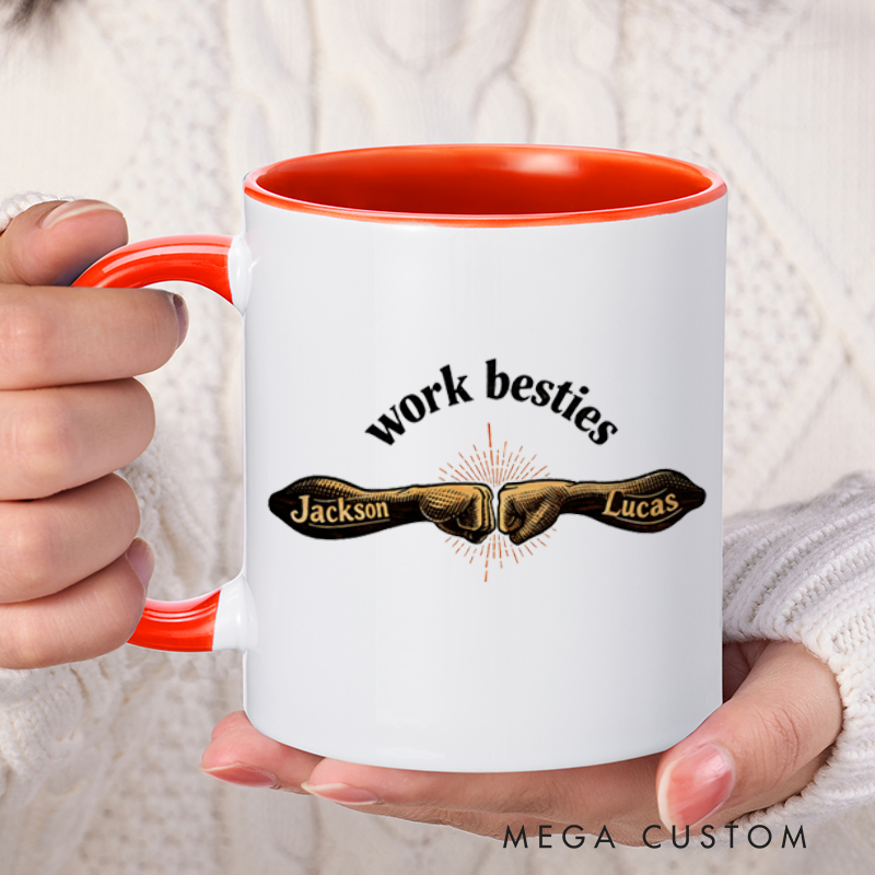 Personalized Farewell Mug with Work Besties Design Heartfelt Gift for Coworkers