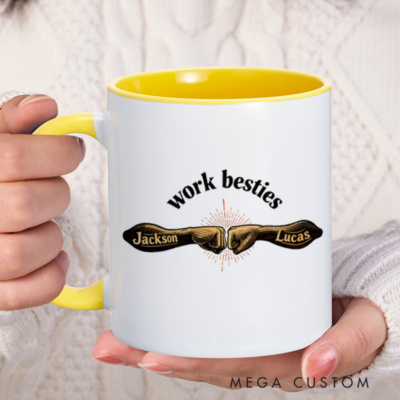 Personalized Farewell Mug with Work Besties Design Heartfelt Gift for Coworkers