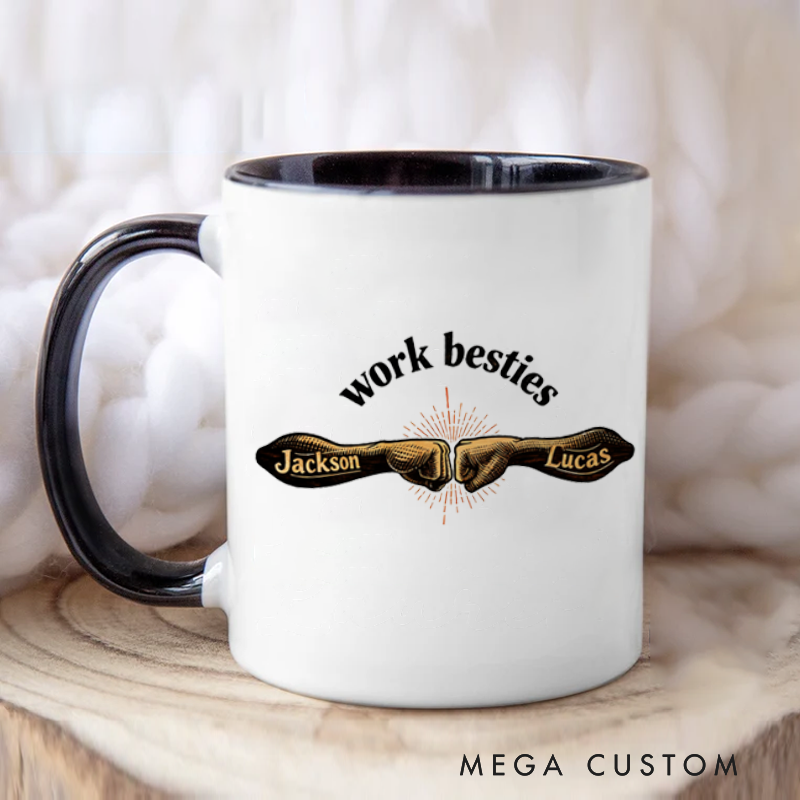 Personalized Farewell Mug with Work Besties Design Heartfelt Gift for Coworkers