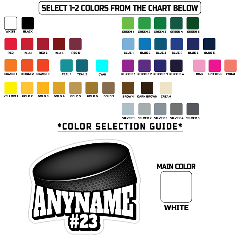 Personalized Ice Hockey Puck Sticker with Custom Name and Number