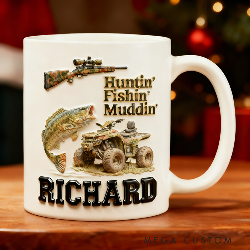 Personalized Hunting Fishing Mudding Racing Ceramic Mug Christmas Custom Name Mug Gifts