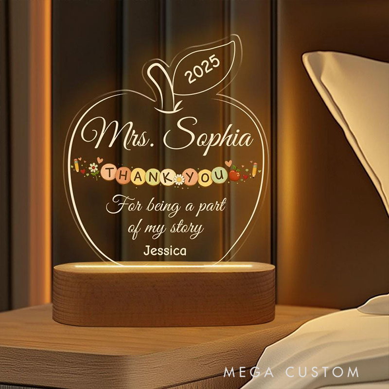 Personalized Teacher LED Desk Lamp with Thank You Teacher Design Unique Gift for Teachers