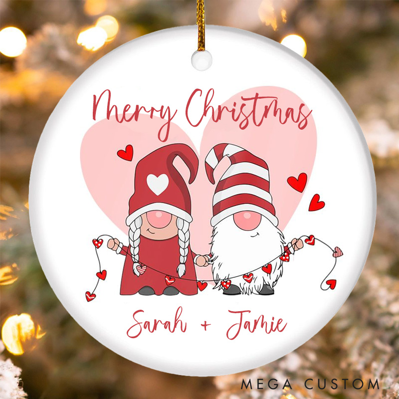 Personalized Couple Christmas Ornament Cute Cartoon Dwarf Couple Christmas Ornament