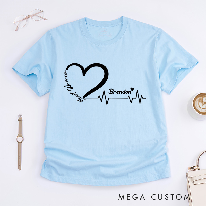 Personalized Heart Warrior Awareness Cardiology Heart Disease Month Awareness T-Shirt