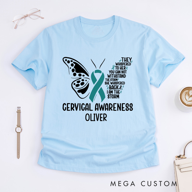 Personalized Cervical Awareness T-Shirt Cancer Awareness Month Gift Cancer Survivor Gift