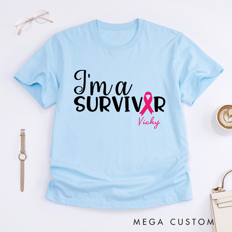Personalized I Am A Survivor T-Shirt Breast Cancer Gift Cancer Survivor Gift