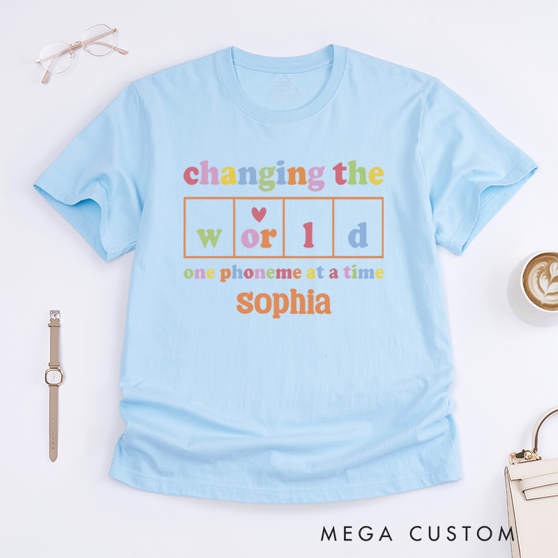 Changing The World One Phoneme At A Time T-shirt Dyslexia Awareness Gift