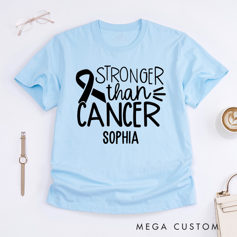 Personalized Stronger Than Cancer Awareness Inspirational Design T-shirt Motivational Gift