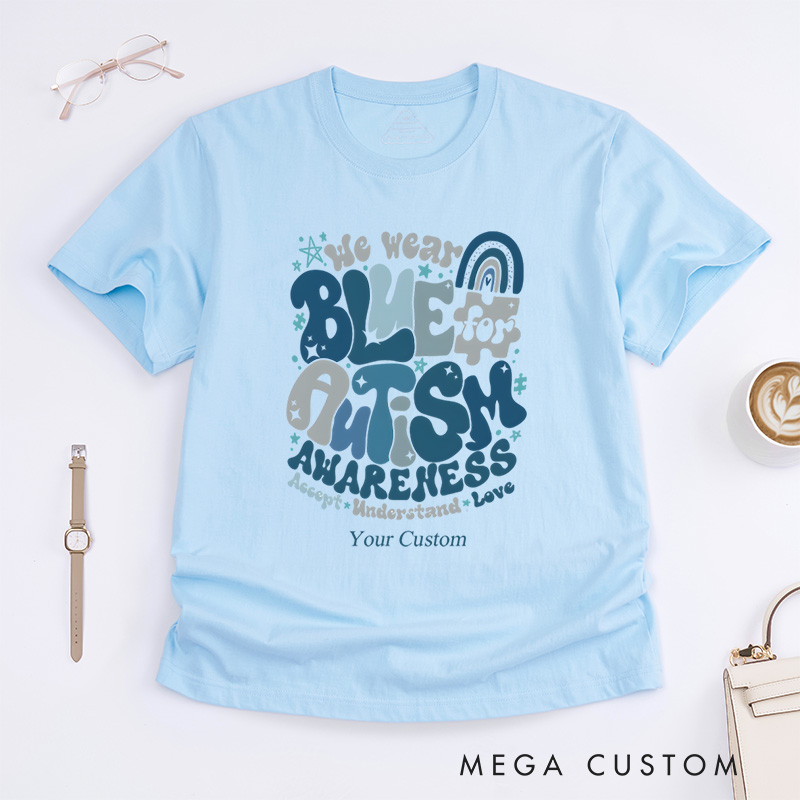 Personalized We Wear Blue Occupational Therapy Special Education T-Shirt
