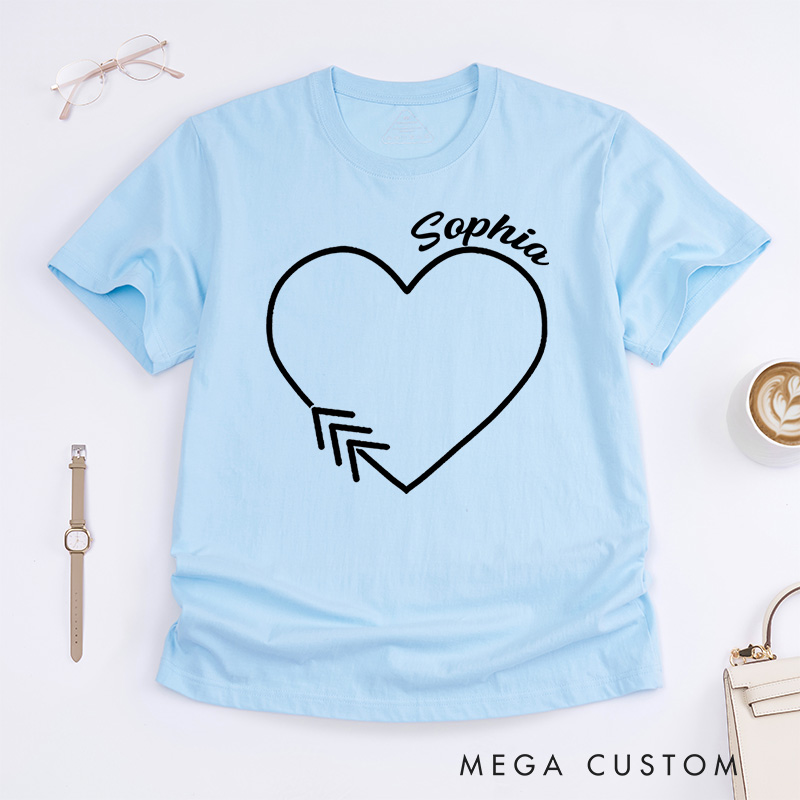 Personalized Heart and Arrows Minimalist Love Down Syndrome T-shirt Down Syndrome Awareness Gift