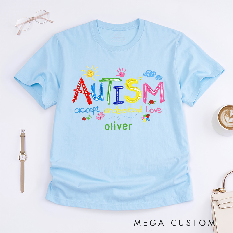 Personalized Autism Puzzle Pieces T-Shirt Autism Support Gift