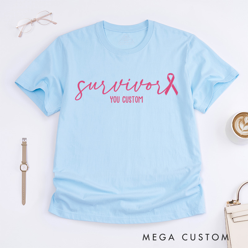 Personalized Survivor Pink Ribbon Customizable Design Supporting Strength and Hope T-shirt