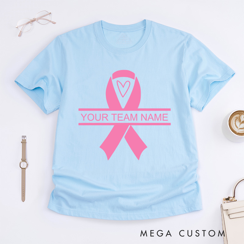 Personalized Pink Ribbon Shirt Cancer Survivor Tee Breast Cancer Gift