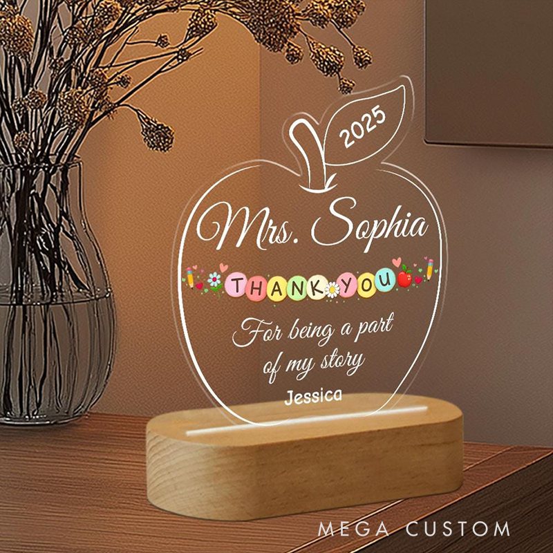 Personalized Teacher LED Desk Lamp with Thank You Teacher Design Unique Gift for Teachers