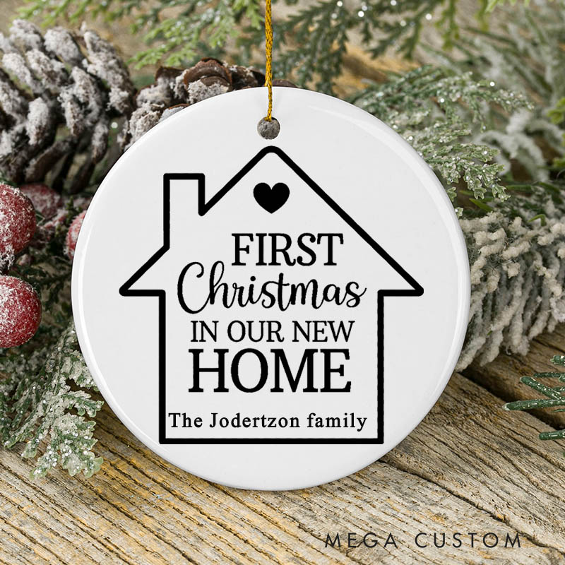 Personalized First Christmas in Our New Home Christmas Ornament House Ornament Family Home Ornament New Home Ornament New House Gift Housewarming Gift