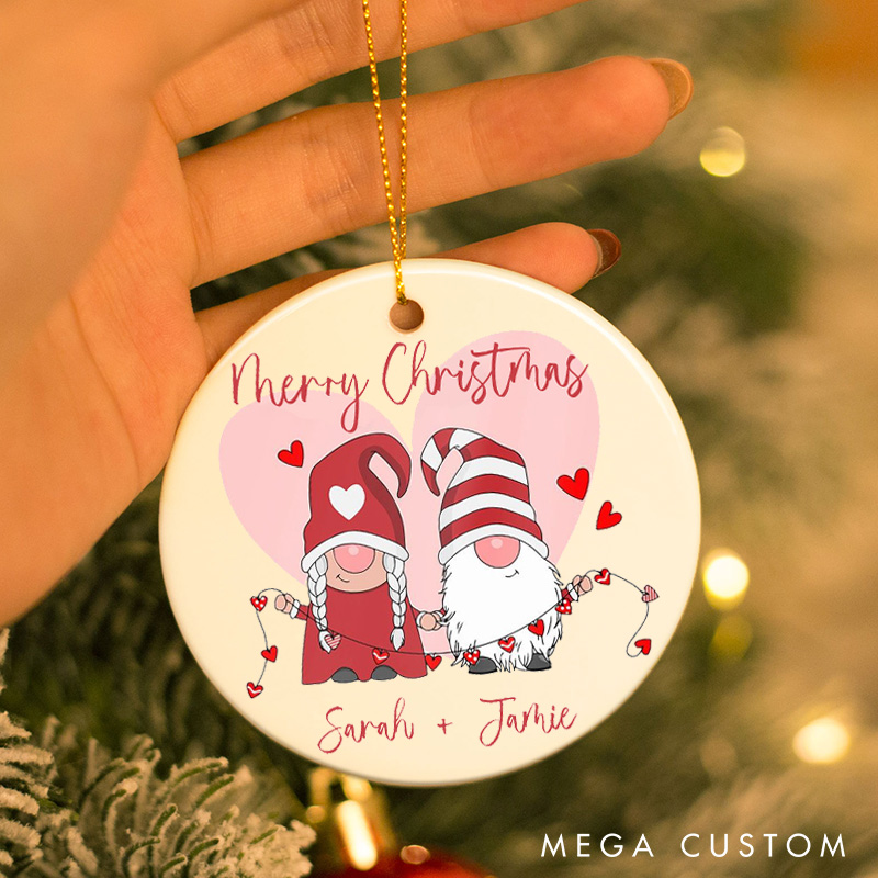Personalized Couple Christmas Ornament Cute Cartoon Dwarf Couple Christmas Ornament