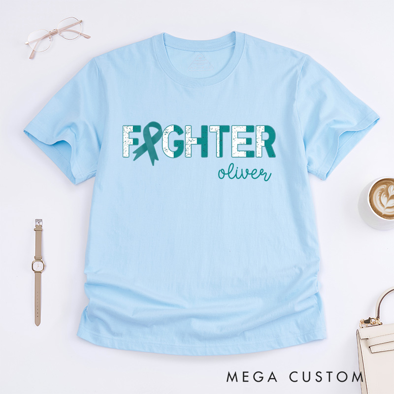Personalized Cervical Cancer Fighter Support Squad T-Shirt Ovarian Cancer Gift