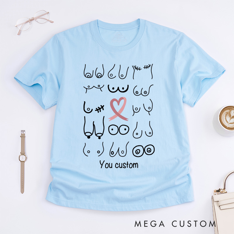 Personalized Diverse Breast Illustrations Celebrating Body Positivity and Breast Cancer Awareness T-shirt