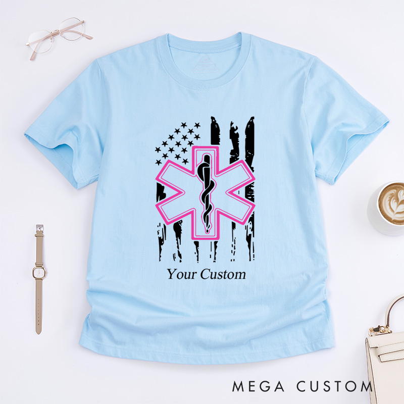 Personalized Emergency Medical Services Star Of Life Support And Awareness T-Shirt  