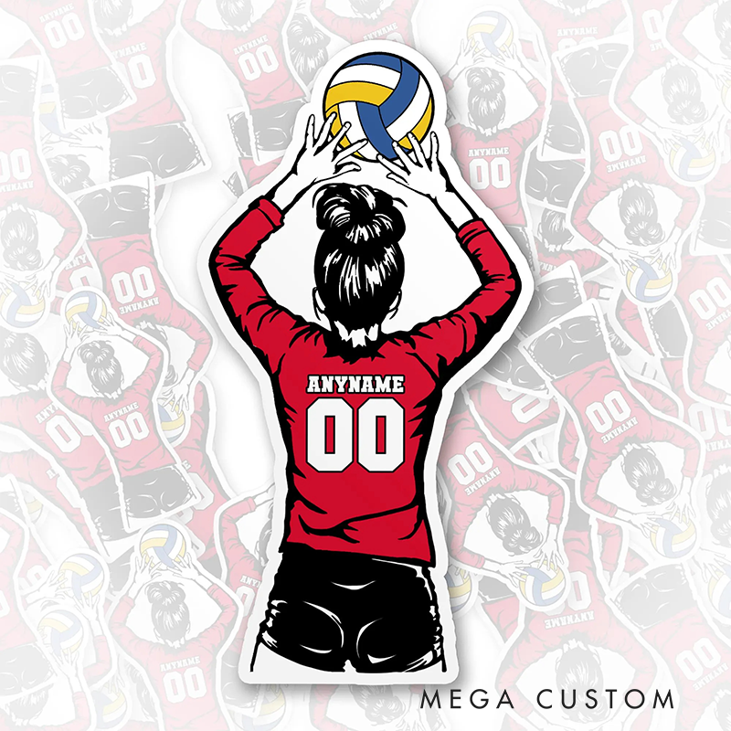 Personalized Volleyball Sticker with Custom Name and Number for Bold Sports Design