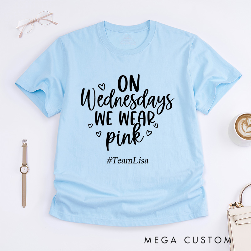 Personalized On Wednesdays We Wear Pink Breast Cancer Awareness And Support T-Shirt  