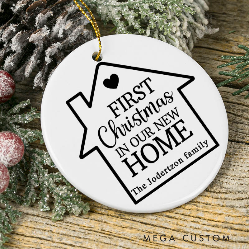 Personalized First Christmas in Our New Home Christmas Ornament House Ornament Family Home Ornament New Home Ornament New House Gift Housewarming Gift