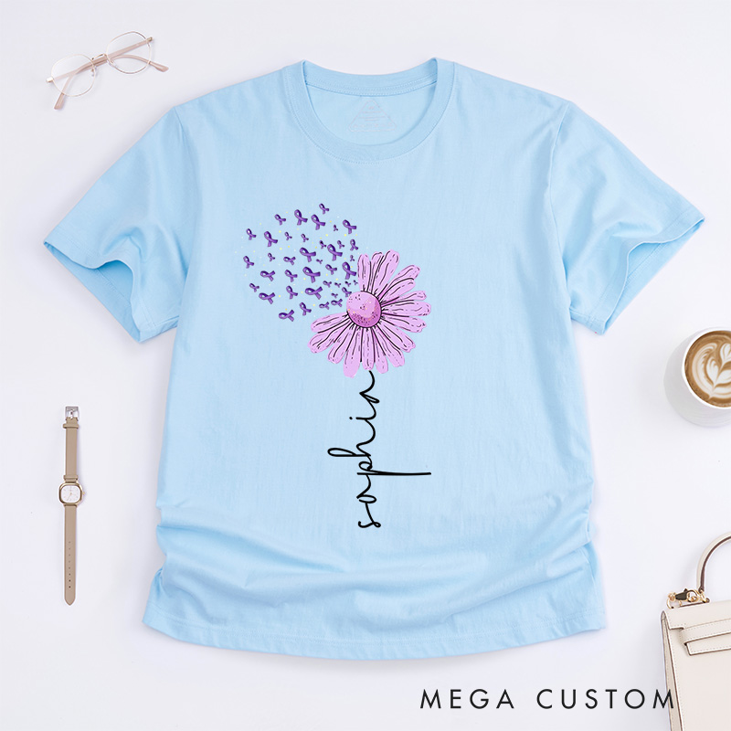 Personalized Alzheimer's Awareness Flower T-Shirt Alzheimer Gifts 